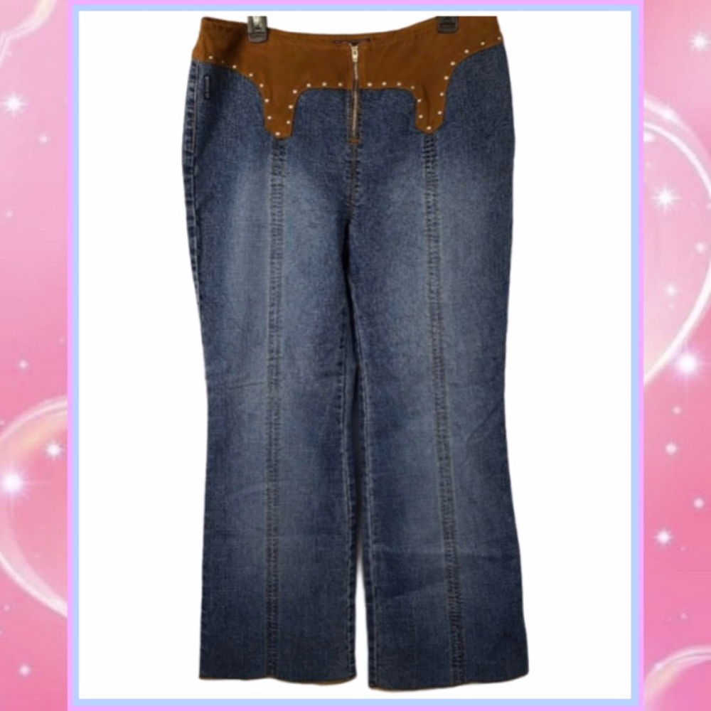 Vintage Y2k Denim Flares w Suede
